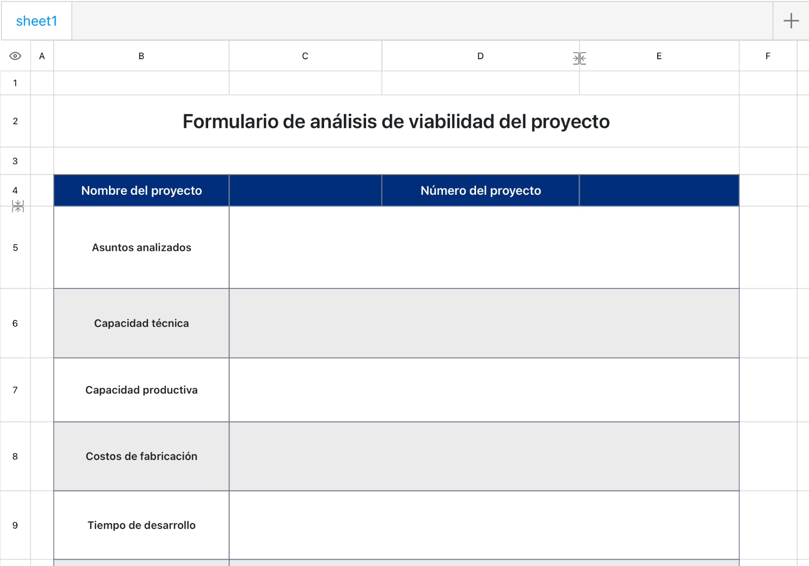 Formulario de análisis de viabilidad del proyecto